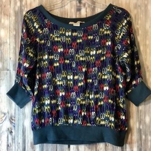 Sans Souci Womens 3/4 Sleeve Blue Top Shirt W/Shoes & Slippers Size M